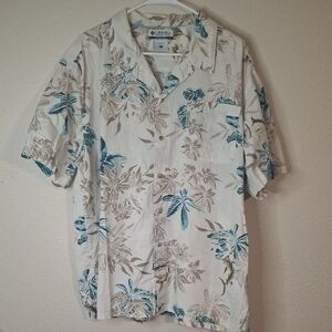 Columbia White and Blue Floral Button Down Shirt size XL